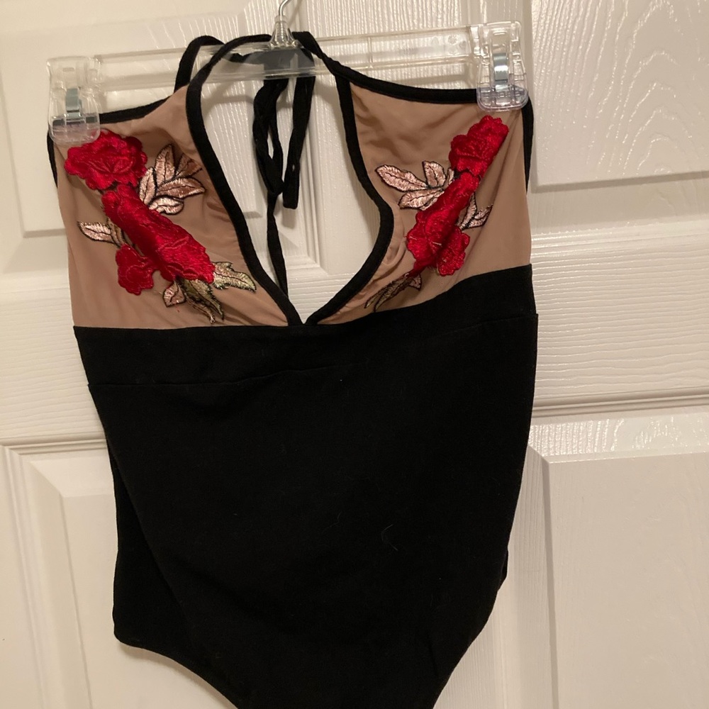 Pacsun rose & black leotard/ one piece
